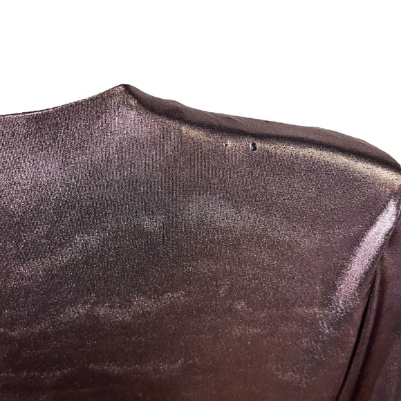 Cache Mini Dress Shiny Dark Purple Ruched V Neck Party Glam Shimmer Chic Size 4 - Picture 8 of 16